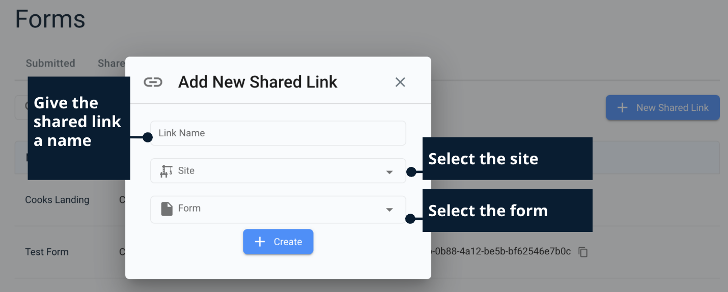 Shared links for forms SALUS